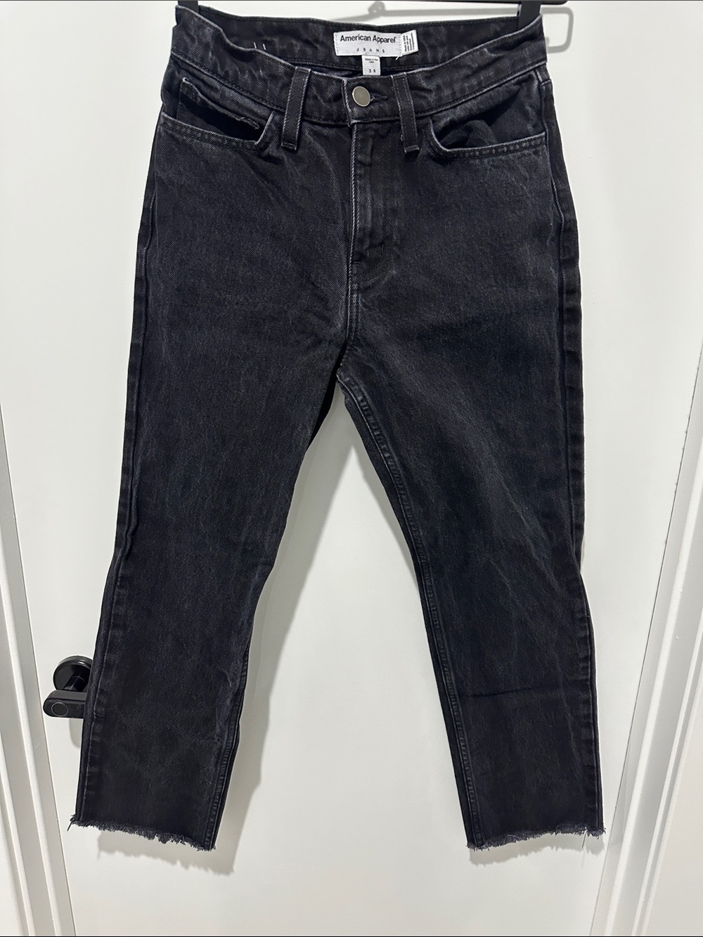 AMERICAN APPAREL BLACK DENIM STRAIGHT JEANS
